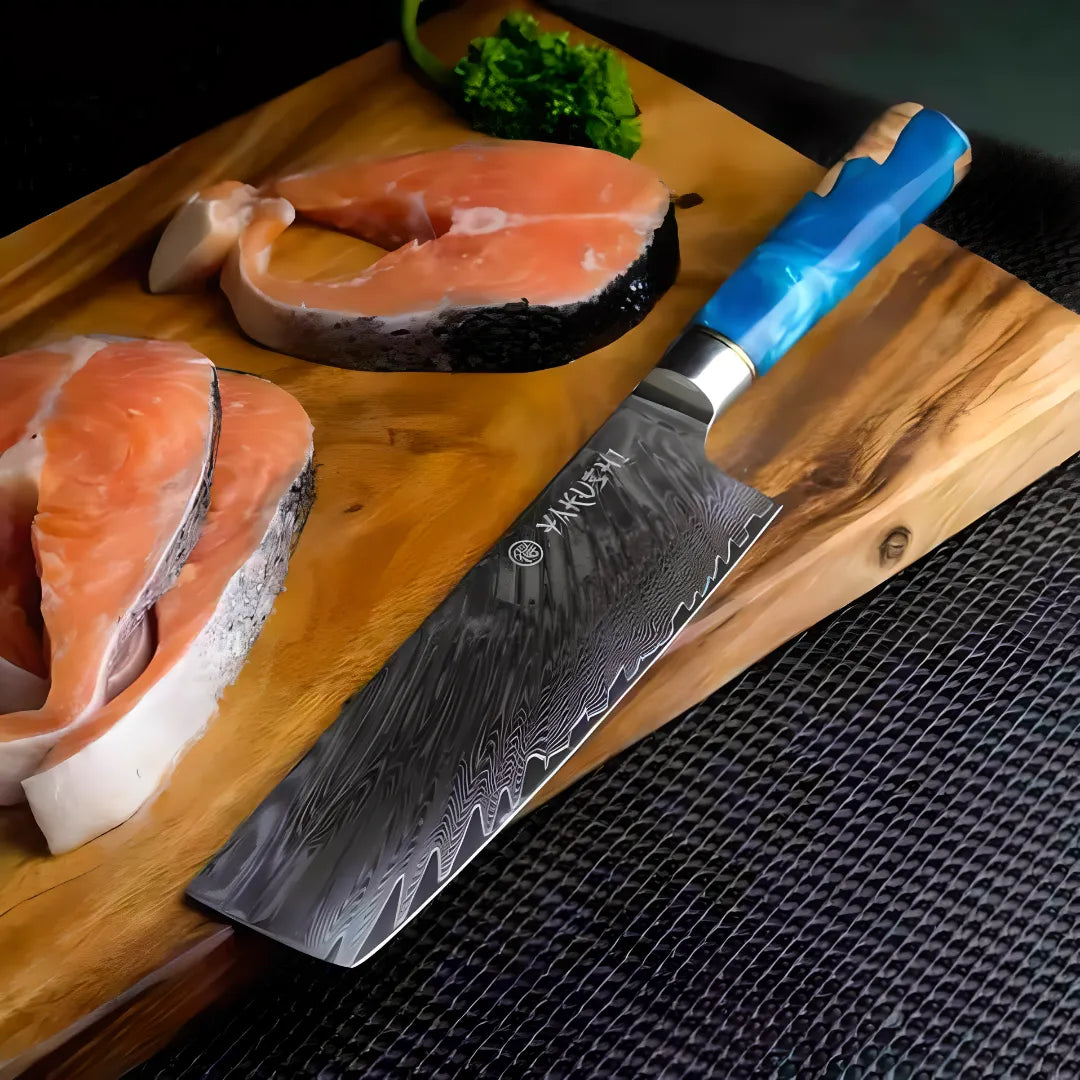 Damascus Nakiri Knife – 7-Inch Japanese Vegetable Knife.
