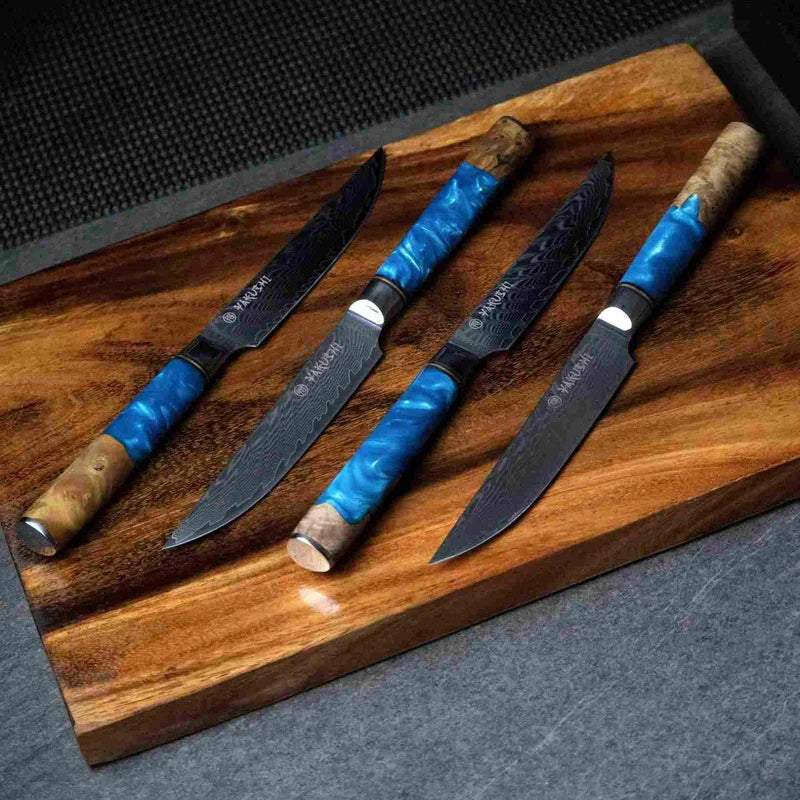 Our Japanese Steel Knives are hand forged for beauty and sharpness