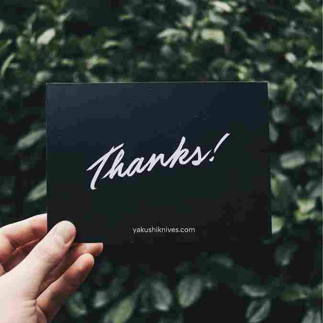 Yakushi Knives 'Thanks' card