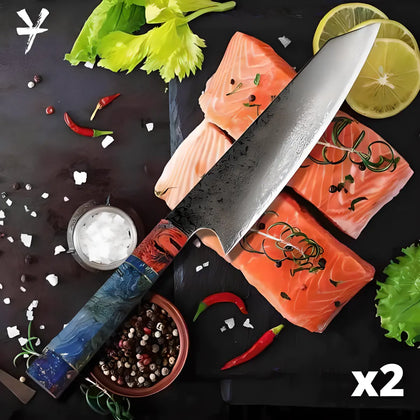 Damascus Kiritsuke Knife (Set of 2)