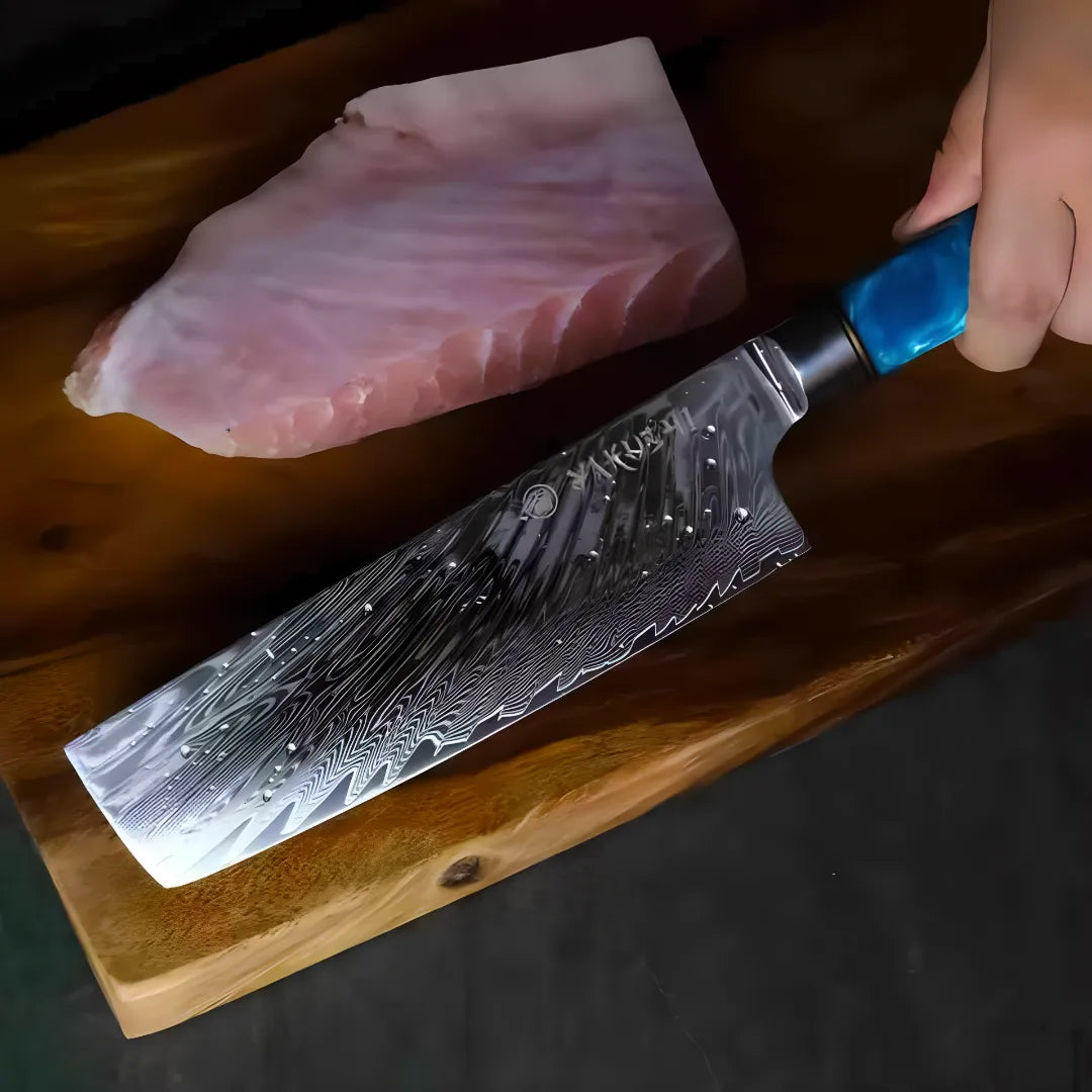 Damascus Nakiri Knife – 7-Inch Japanese Vegetable Knife.