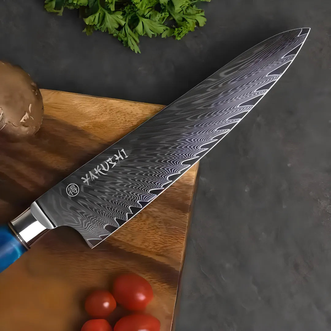 8" Damascus Steel Chef Knife | Japanese VG-10 Steel | Yakushi Knives