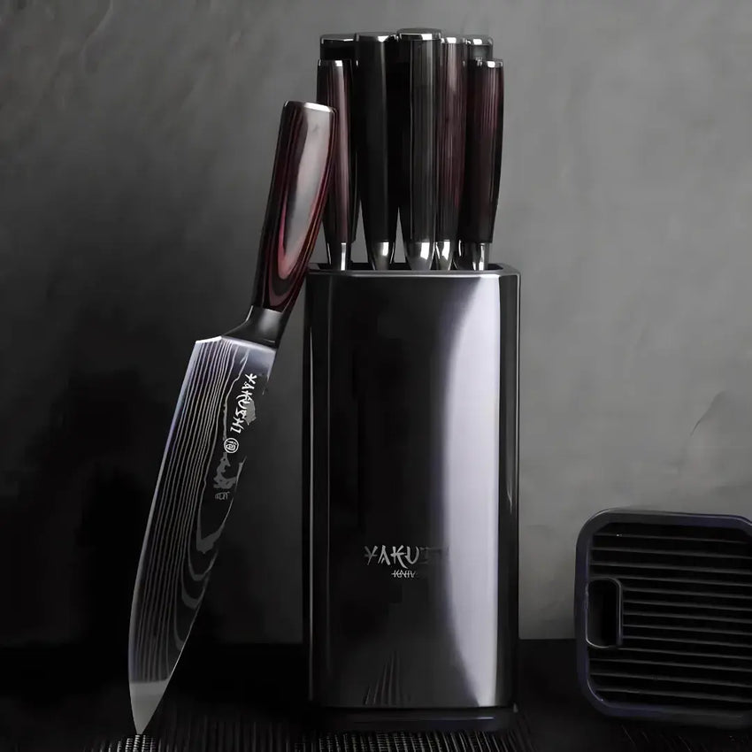 8-slot stainless steel knife holder for kitchen countertops