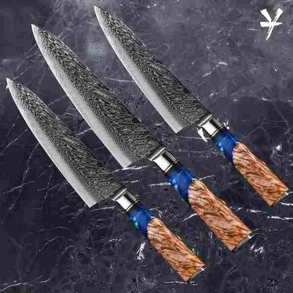 Damascus Chef Knife (Set of 3) - Yakushi Knives