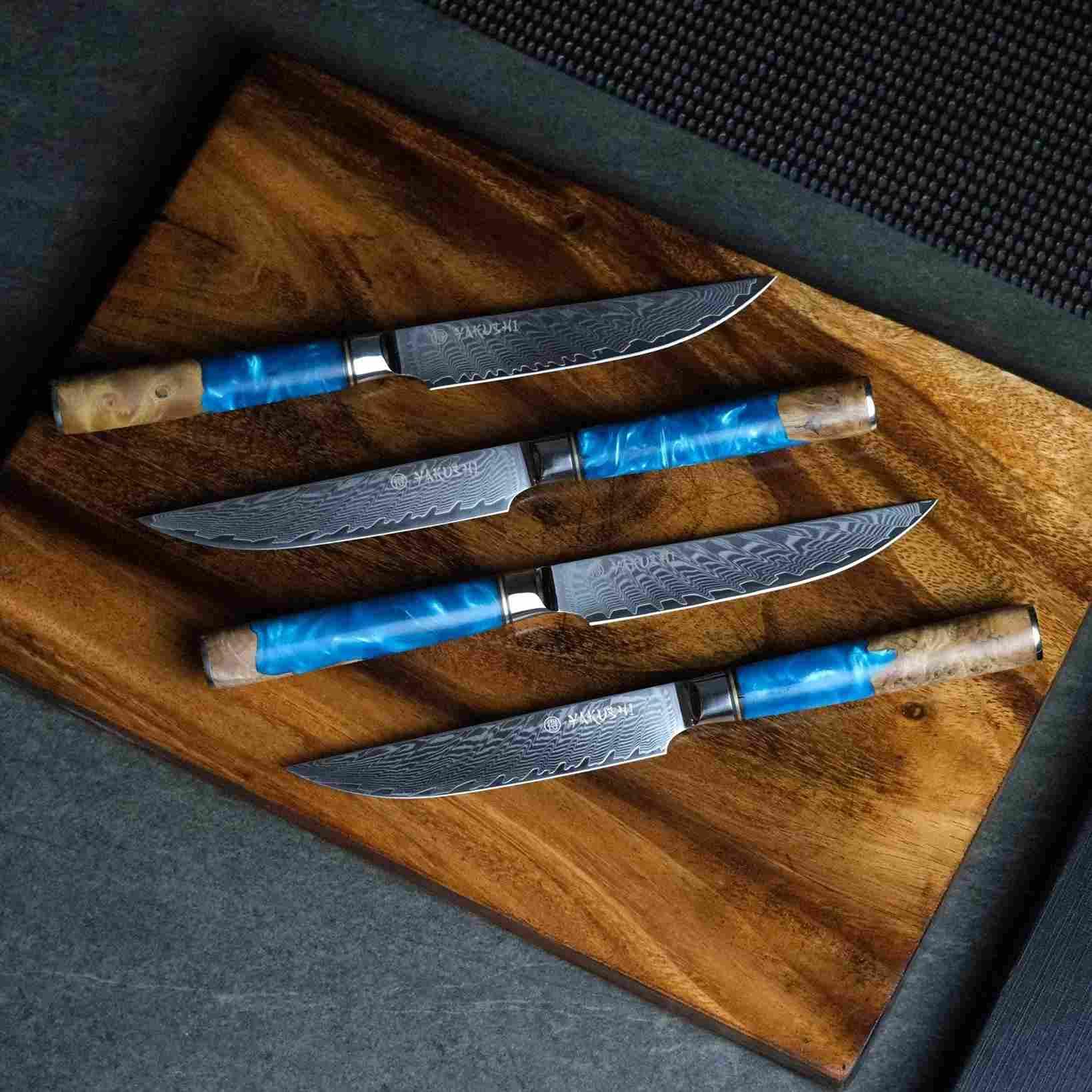 Yakushi™ Damascus Steak Knife Set - Yakushi Knives