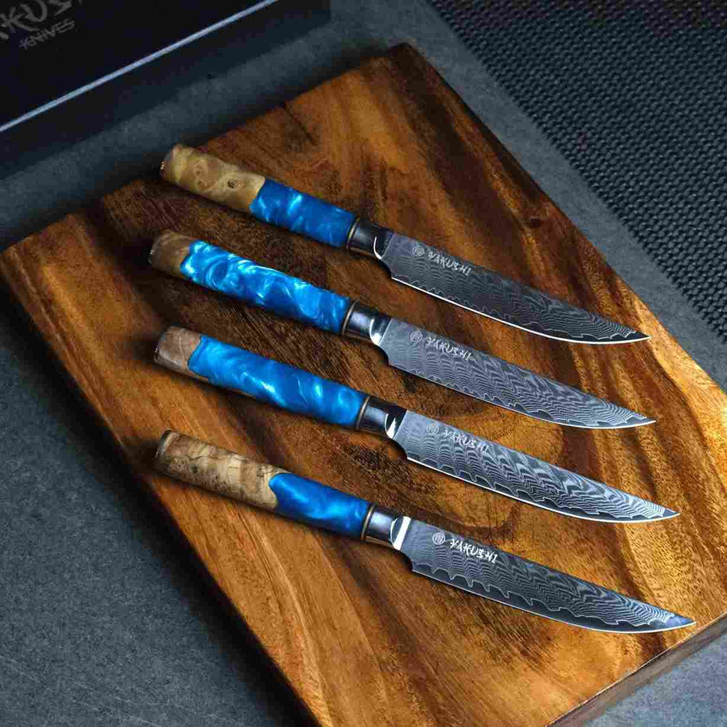 Yakushi™ Damascus Steak Knife Set - Yakushi Knives